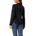 thumbnail image 3 of INSPIRE CHIC Women's Tie Ruffled Neck Blouse Long Sleeves Tops S Black-Star, 3 of 6