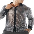 thumbnail image 4 of Chemise à Sequins Printemps Automne pour Hommes Manches Longues Col Rabattu Chemise à Pois, 4 of 5