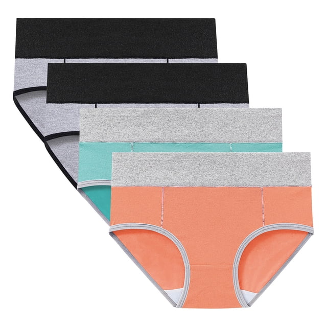 Culottes Menstruelles en Coton pour Femmes à Haute Absorption, Flux Abondant, Anti-Fuites, Réutilisables, Culottes Post-Partum (Grande Taille, Lot de 4)