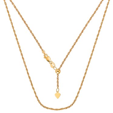 Collier chaîne corde réglable en or jaune 14 carats, 1,0 mm, 22"