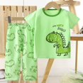thumbnail image 2 of Pyjama Garçon Tout-Petit Enfants Garçons et Filles Été Ensemble de Pyjama en Coton Imprimé Dessin Animé T-Shirt à Manches Courtes avec Pantalon Ensembles de Pyjama Garçon R Vert 6 Ans-7 Ans, 2 of 3