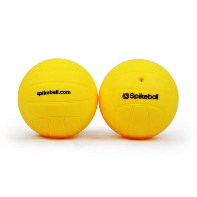Spikeball Balles de Remplacement Standard (Lot de 2) Montrant Deux Balles Texturées Jaune Vif avec des logos Spikeball Noirs et des Lignes de Panneau Côte à Côte sur Fond Blanc, Convenant aux Jeux Extérieurs sur Pelouse et Améliorant la coordination Oeil-Main pour les Joueurs de volleyball et de tennis.