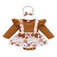thumbnail image 1 of Newborn Baby Girls Clothes Ruffle Long SleeveFlowers Romper Tutu Dress Jumpsuit+Headband 2pcs Set Pink 0-3 Months, 1 of 7