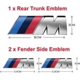 thumbnail image 1 of 3pcs fit BMW M Power Badge Metal Tri Color Emblem Sticker,Car Rear Trunk Fender Side Emblem Badge Decal Logo Compatible for All BMW Series, 1 of 5