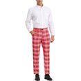 thumbnail image 2 of INSPIRE CHIC Men's Business Plaid Lightweight Regular Fit Flat Front Checked Pants 38 Red, 2 of 7