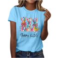 thumbnail image 5 of Pisexur Hauts pour Femmes, Hauts d'Été pour Femmes, Hauts pour Dames, Nouveau Pull à Manches Courtes Col Rond Décontracté Imprimé Rose, TG, 5 of 5