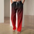 thumbnail image 1 of RXIRUCGD Men's Fashion Drawstring Elastic Waist Gradient Color Casual Length Pants, Wine, Size: 3XL, 1 of 4