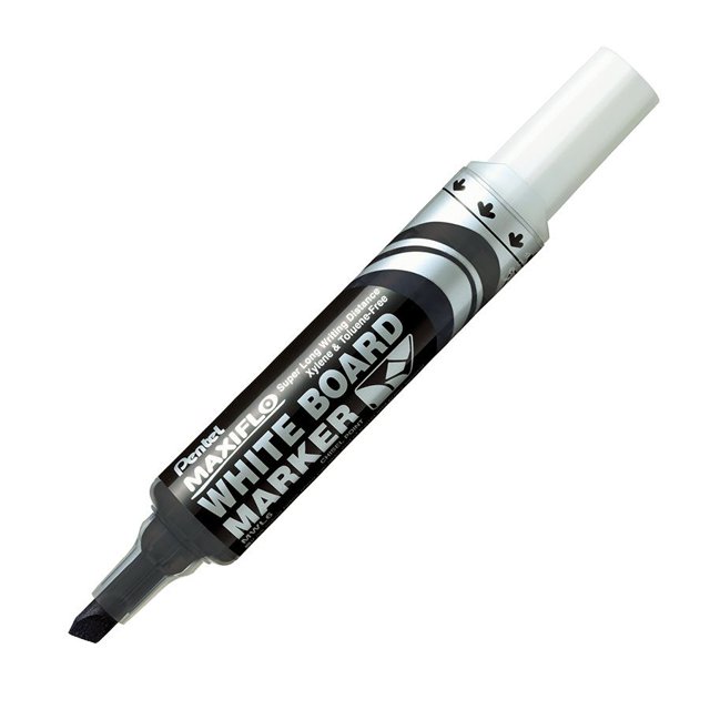 Pentel Maxiflo Marqueur Effaçable à Sec, Pointe Biseautée, Noir, 1 Unité
