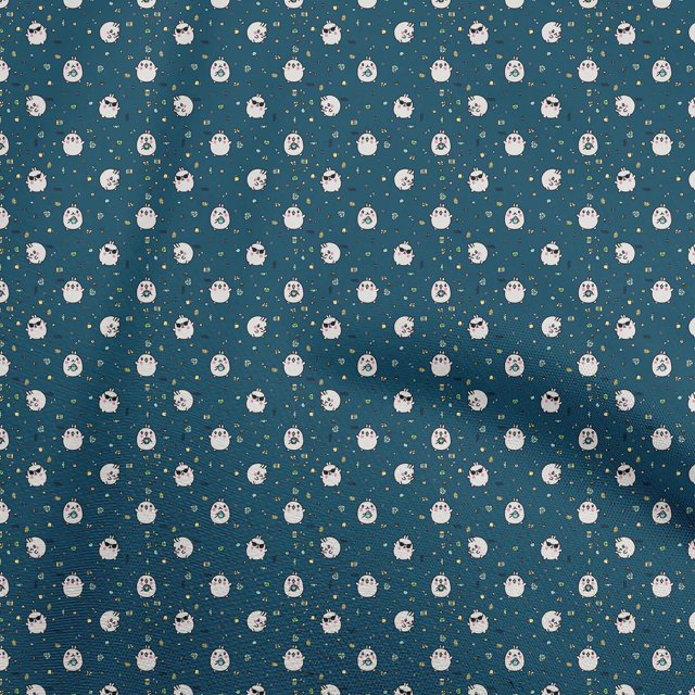 oneOone Polyester Spandex Teal Blue Fabric Random Craft Projects Decor Fabric Printed By The Yard 56 Inch Wide