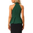 thumbnail image 3 of INSPIRE CHIC Blouse Sans Manches d'Été Plissée Col Halter Peplum pour Femmes m Vert Foncé, 3 of 7
