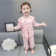 thumbnail image 1 of Ensemble de Pyjama pour Tout-Petites Filles, Imprimé de Fraises, Chandail à Col Rond, Doux, Pyjama de Printemps et d'Automne, Pyjama Fille, Taille 12-18 Mois, 1 of 5