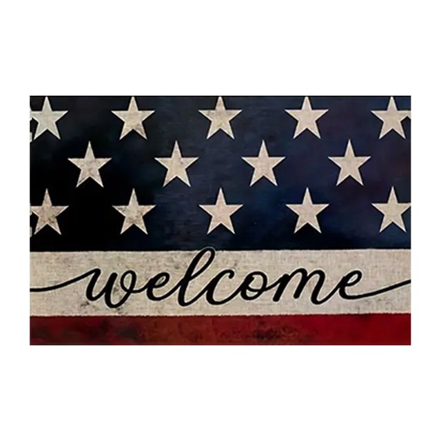 Door Mat Patriotic Doormat Entryway Rug Welcome Mat Doormat Outdoor Entrance Independence Day Decorative Welcome Mat Anti-Slip Mat Backing Sturdy Door Mats for Home Entrance Outdoor Indoor