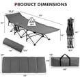 thumbnail image 4 of Costway Folding Retractable Travel Camping Cot w/Removable Mattress & Carry Bag Grey, 4 of 10