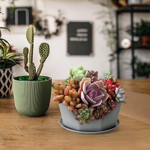 EGNMCR Seedling Tray Resin Plastic Fleshy Flower Pot Balcony Potted Green Radish Plant Imitation Ceramic With Bottom Support Thickened Small Seedling Tray