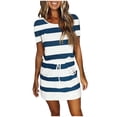 thumbnail image 1 of Bigersell Robes de Mariage de Plage pour Mariée Été Femme Col Rond Manches Courtes Mini Robe T-Shirt Style D-16 Robes de Soirée Dames Élégantes Robes d'Été Régulières, Marine TTG, 1 of 4