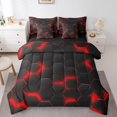 thumbnail image 1 of YST Red Honeycomb Print 7 Piece Bed in a Bag, Queen Size, Black Hexagonal Pattern, 1 of 5
