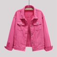 thumbnail image 2 of 2025 Manteau Long en Denim Uni Coloré Décontracté pour Femmes Grande Taille Grande Poche Bouton Manches Roulées Veste Utilitaire Manteau en Denim Veste en Jean Courte et Longue pour Femmes, 2 of 7