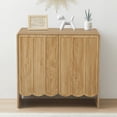thumbnail image 4 of Wirrytor Wood Buffet Sideboard with 2 Wave Doors, Short Storage Cabinet with Adjustable Shelves for Living Room Dinning Room Kitchen, Natural, 4 of 8