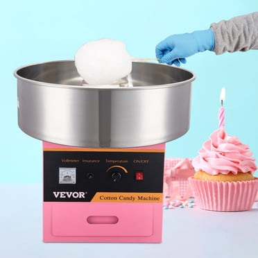 VEVOR Machine Électrique pour Barbe à Papa, Fabricant de Fil Dentaire 1000 W, Machine Commerciale pour Barbe à Papa avec Bol en Acier Inoxydable, Cuillère à Sucre et Tiroir, Parfait pour la Maison, l'Anniversaire d'Enfants, les Fêtes de Famille Rose