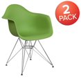 thumbnail image 3 of 2 pièces Chaise de la série Alonza en plastique vert avec base chromée, 3 of 8