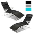thumbnail image 3 of Costway Chaise Longue Pliante d'Extérieur 2 Pcs avec Coussin Noir, 3 of 10