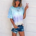 thumbnail image 2 of RKSTN Blouses pour Femmes Été T-Shirts Teinture sur Nœuds à Manches Courtes Col Rond Décontractés Amples, P-5TG, 2 of 3