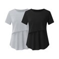 thumbnail image 2 of Vêtements de Grossesse Offres de l'Action de Grâce Liquidation Été Vêtements de Maternité pour Femmes Col Rond Manches Courtes Volants Pli Hauts de Grossesse, 2 of 5