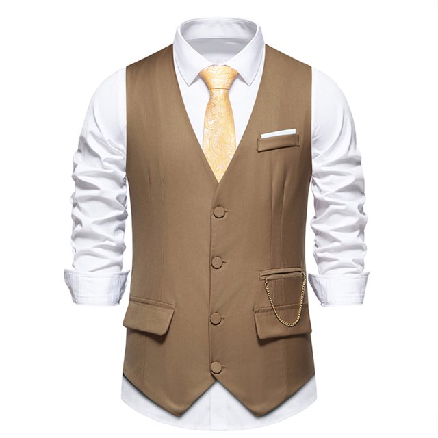 EGNMCR Tank Tops Men Men Solid Fashion Retro Have Pockets Single-breasted V-neck Tanks Tops Blouse