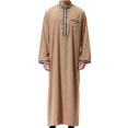 thumbnail image 2 of Birdeem Robe Musulmane pour Hommes Robe Arabe Mi-Longue Style Long Manches Longues Brodée Col Montant Poche Longue Chemise Mode Décontractée, 2 of 9