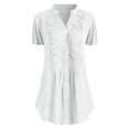 thumbnail image 1 of UPPADA Summer Plus Size Blouse for Women Short Sleeves V Neck Tops Solid Color Lace T Shirts Casual Button Tunic, 1 of 4
