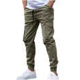 thumbnail image 1 of Dagugfen Cargo Pants for Men Elastic Waist Drawstring Outdoor Trainning Running Athletic Trousers Solid Color, 1 of 6