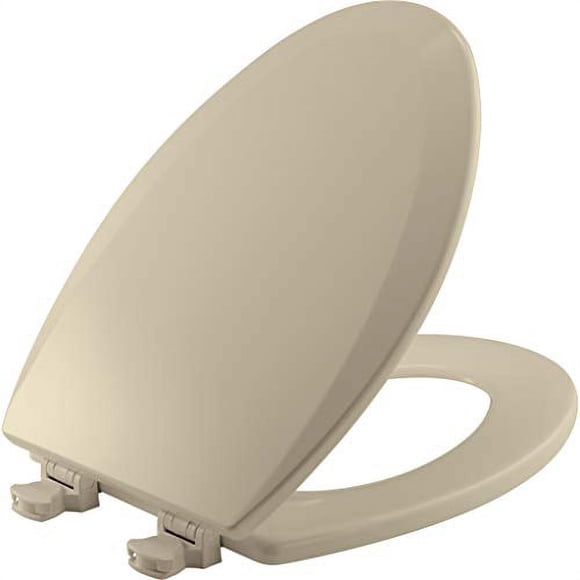 BEMIS 1500EC 006 Siège de Toilette avec Charnières Faciles à Nettoyer et à Changer, Allongé, Bois Émaillé Durable, Os