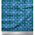 thumbnail image 1 of Soimoi Green Modal Satin Fabric Tiles Moroccan Decor Fabric Printed Yard 42 Inch Wide, 1 of 3