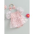 thumbnail image 3 of Faithtur Ensemble 2 Pcs pour Bébé Fille Robe à Manches Courtes Papillon avec Bandeau Nœud Vêtements d'Été, 3 of 8