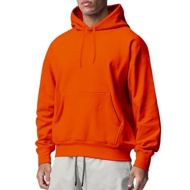 Ediodpoh Men's Hoodies & Sweatshirts Oversize Loose Hooded Pullover Sweater Casual Autumn Winter Letter Blouse Top Coat for Stylish Comfort Sweatshirt Men Orange M