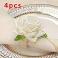 thumbnail image 1 of Sales Today Clearance! 4PCS Rose Flower Napkin Rings, Artificial Flower Napkin Holders, Serviette Buckles for Table Setting, Wedding Party Decor, Elegant Dinnerware Accessories, 1 of 1