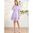 thumbnail image 3 of INSPIRE CHIC Robe Courte Trapèze de Fête pour Femme à Ourlet Volanté, Manches Bouffantes Courtes, 3 of 6