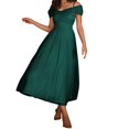 thumbnail image 5 of B91xZ Robes d'Été pour Femmes une Épaule Sans Manches Froncée Torsadée Robes Maxi Fluides, Vert TG, 5 of 5
