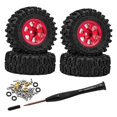 thumbnail image 3 of Xuanheng 4 Pieces 1/30 RC Car Wheels and Tires High Performance Accessories for SCX30 Red, 3 of 8