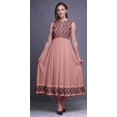 thumbnail image 2 of Bimba Robe Anarkali à Col Mandarin pour Femmes, Rose Saumon, à Blocs Imprimés, Kurta Ethnique Indienne, XX-Grand, 2 of 6