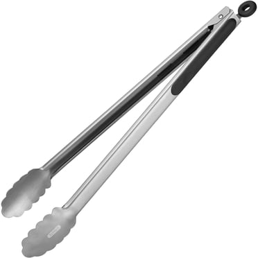 Pince de Cuisine en Acier Inoxydable 18/8: U-Taste Pince de Cuisson de 16 Pouces Résistante à la Chaleur avec Embouts Métalliques Robustes et Poignée en Silicone Antidérapante et Verrouillage Fluide pour Servir des Aliments Salade Gril BBQ (Noir)