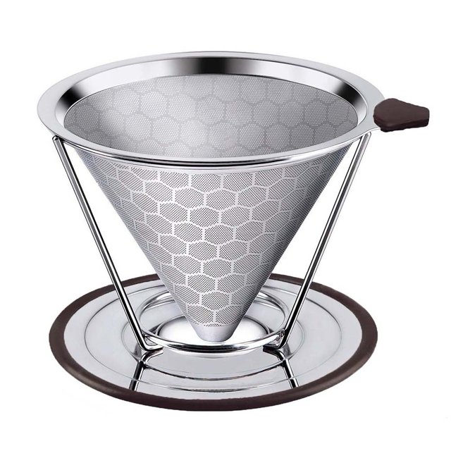 Lubelski Stainless Steel Home Coffee Filter Reusable Pour Over Dripper Non-slip Strainer