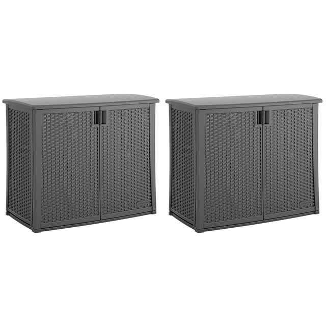 Suncast Coffre de Rangement Extérieur pour Terrasse avec Tablette Ajustable, (Lot de 2)