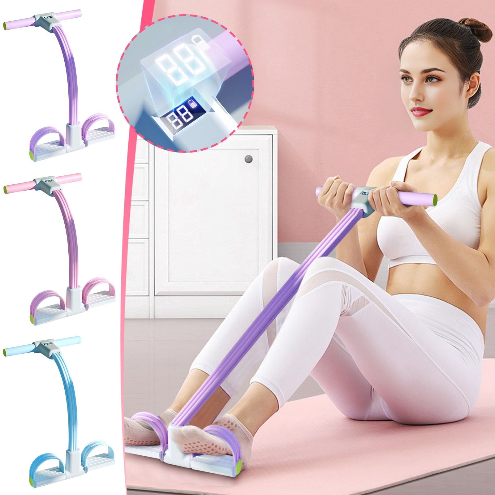 TTJ Resistance Bands Elastic Bands for Exercise Fitness Resistance Bands-4 Tube Pedal Ankle Puller 2026 Upgrade Stretch Bands for Exercise Sit Up Exercise Equipment