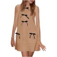 thumbnail image 1 of Ovzne Robes pour Femmes Robe Femme Robe d'Été Sans Manches Mini Décontractée à Nœud Col Ras du Cou Ample en Tricot Robe Débardeur avec Poches Robe Soleil Liquidation, 1 of 6