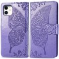 thumbnail image 1 of Wallet Case for iPhone, Embossed Butterfly Flower Premium PU Leather [Kickstand] [Card Slots] [Wrist Strap]Cover for iPhone, 1 of 7
