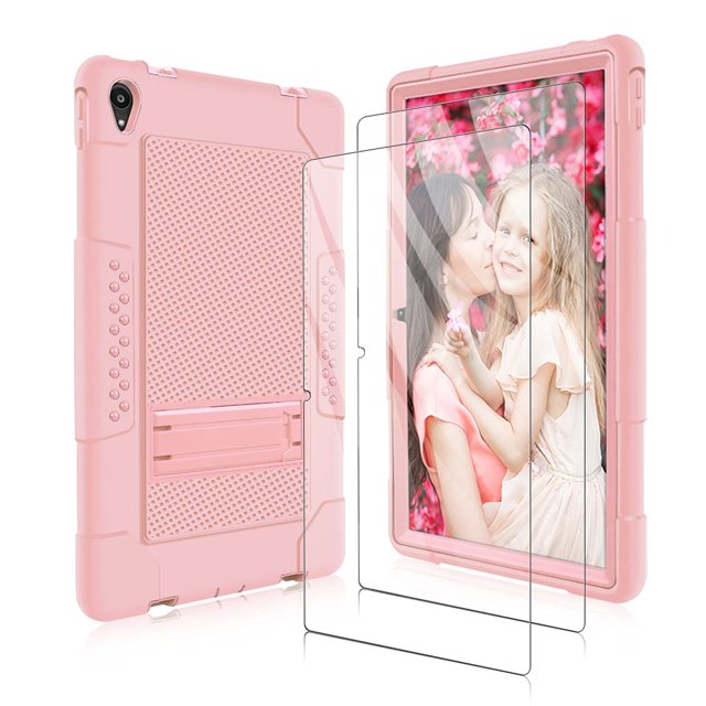 Mignova for Lenovo Tab P11 Case,Heavy-Duty Drop-Proof Shock-Resistant Rugged Protective case(with Stand) for Lenovo Tab P11/P11 Plus 11 inch Tablet+Screen Protector(Rose Gold+2 Pack)