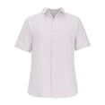 thumbnail image 3 of cfhntfmh Mens Button down Shirts Solid Summer Beach Vacation Tops Cotton Linen Short Sleeve Shirts, 3 of 4