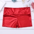 thumbnail image 4 of vastwit Girls Shiny Metallic Shorts Gymnastics Dance Shorts Red 6, 4 of 5