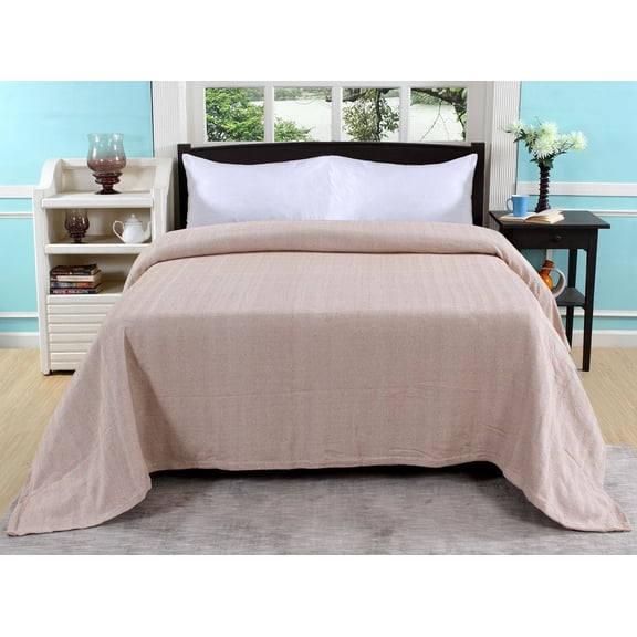 Couverture Fabstyles 100% coton douce et confortable – Couverture en coton tissé à chevrons – Parfaite pour superposer n'importe quel lit pour toutes les saisons (gris/blanc, Queen (90''x90''))
